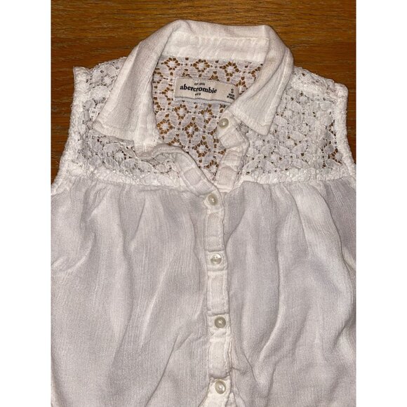 Sleeveless White Lace Button-Down Girls Top By Abercrombie - Picture 2 of 6